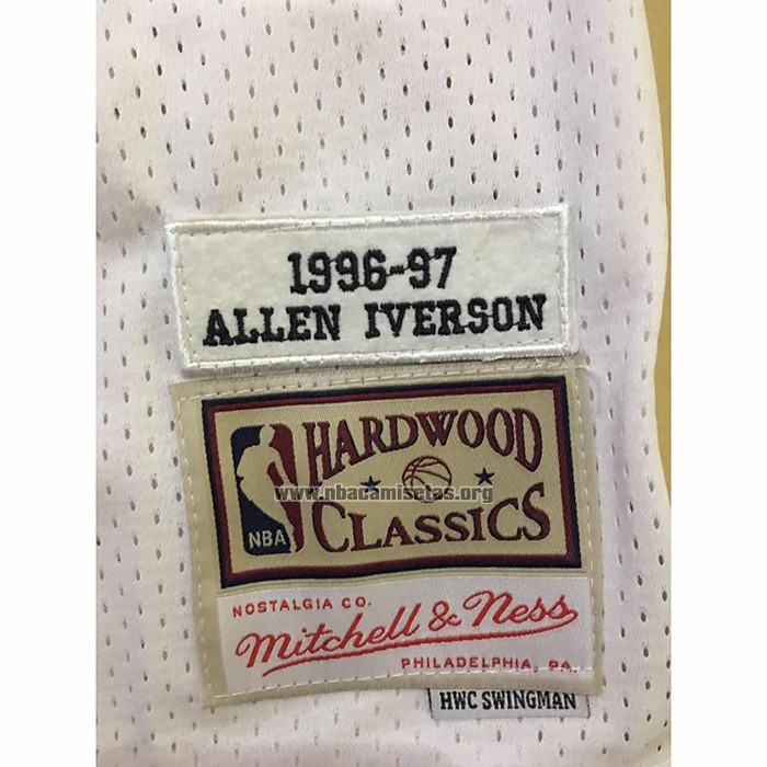 Camiseta Philadelphia 76ers Allen Iverson NO 3 Mitchell & Ness 1996-97 Blanco